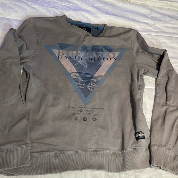 Buffalo David Bitton Men’s Crewneck Sweatshirt with Elbow Patches Size Medium - Picture 1 of 8